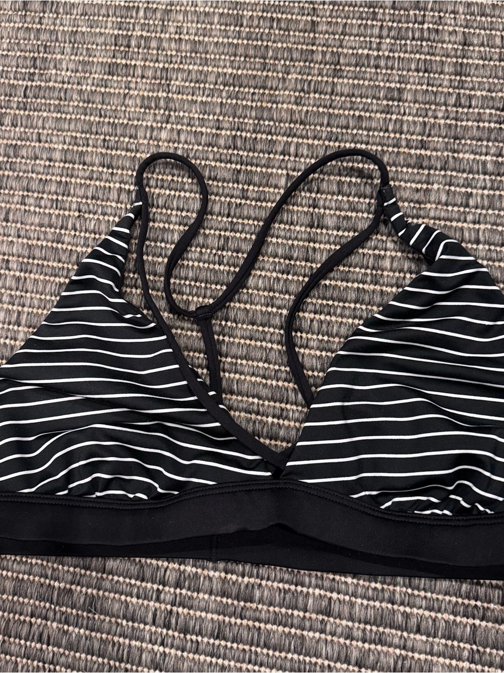 Victoria's Secret Sport Black and White Striped Triangle Sports Bra